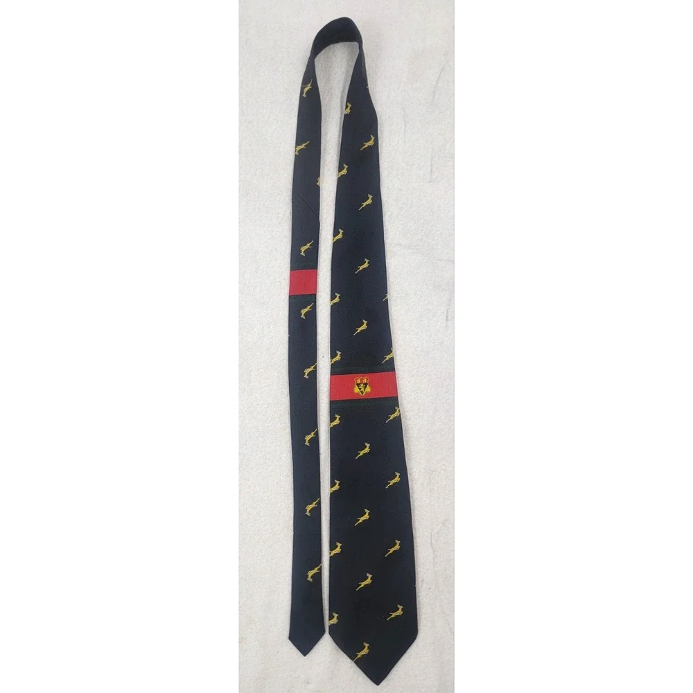 Vintage Allez 90s Antelope Novelty Tie Black Yellow Animal Print